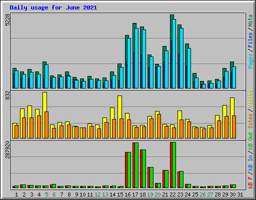 Daily usage for June 2021