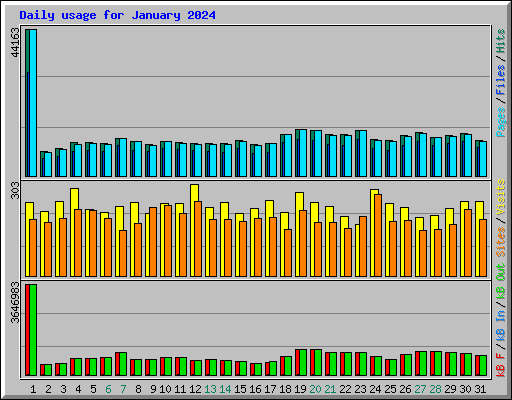 Daily usage for January 2024
