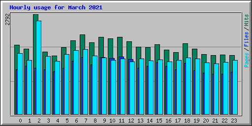 Hourly usage for March 2021