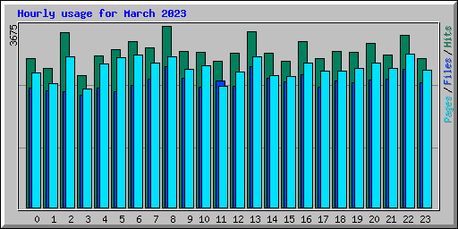 Hourly usage for March 2023